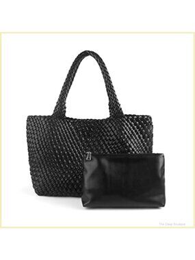 Handmade Woven Vegan Leather Hobo Tote Bag Satchel with Purse